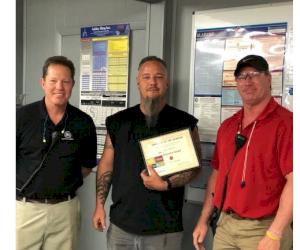 Pictured L-R: Vince Gahafer (Senior Supervisor), Cheyenne Good (Tow Motor Operator) and Cecil Payne (Machine Shop Manager)